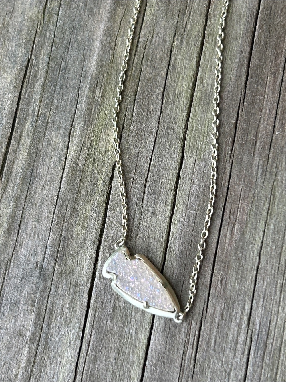 Kendra Scott White Druzy Arrowhead Pendant Necklace - matte gold